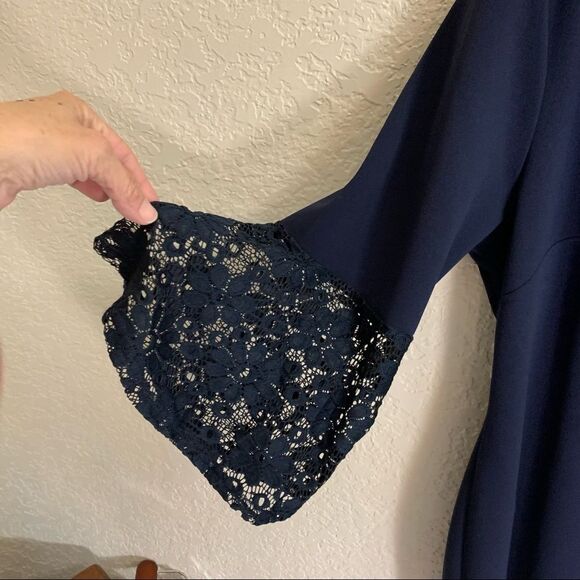 Hope & Harlow Navy Blue Bell Sleeve Dress - Size 14 - Picture 14 of 14